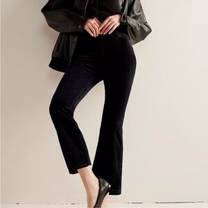 Free People In My Feelings Velvet Crop Slim Flare Pants in Black size M